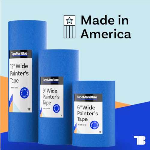 Wide Blue Painters Tape, 6 inch x 60 yds, Made in America, Great Masking Tape for 3D Printing and Laser Cutting, Removes Cleanly for 21 Days