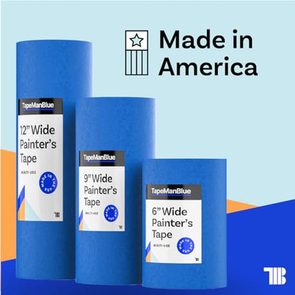 Wide Blue Painters Tape, 6 inch x 60 yds, Made in America, Great Masking Tape for 3D Printing and Laser Cutting, Removes Cleanly for 21 Days