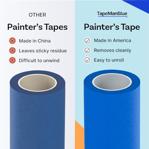 Wide Blue Painters Tape, 6 inch x 60 yds, Made in America, Great Masking Tape for 3D Printing and Laser Cutting, Removes Cleanly for 21 Days