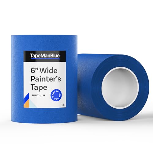 Wide Blue Painters Tape, 6 inch x 60 yds, Made in America, Great Masking Tape for 3D Printing and Laser Cutting, Removes Cleanly for 21 Days