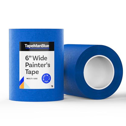 Wide Blue Painters Tape, 6 inch x 60 yds, Made in America, Great Masking Tape for 3D Printing and Laser Cutting, Removes Cleanly for 21 Days