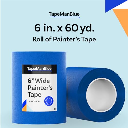 Wide Blue Painters Tape, 6 inch x 60 yds, Made in America, Great Masking Tape for 3D Printing and Laser Cutting, Removes Cleanly for 21 Days