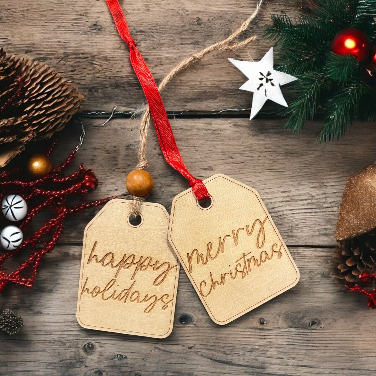 Rustic Holiday Gift Tags - Christmas Gift Tags - Wooden Present Tags