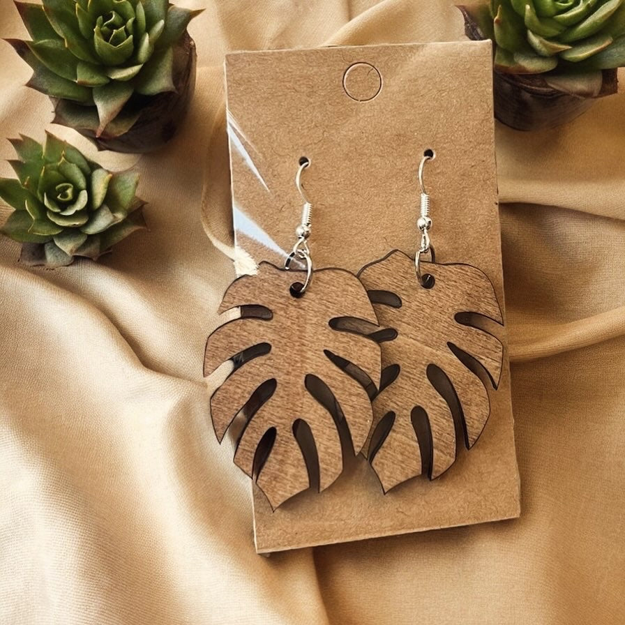 Leaf Earrings - Wooden