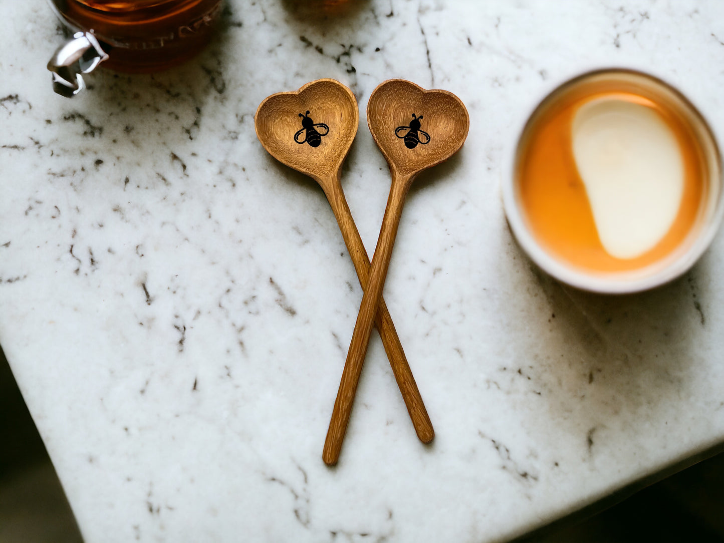 Wooden Heart Spoon - Bees (small)