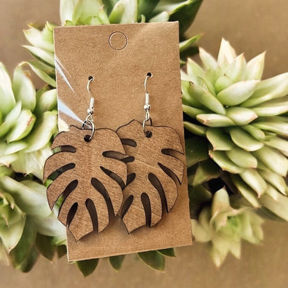 Leaf Earrings - Wooden