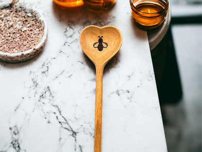 Wooden Heart Spoon - Bees (small)