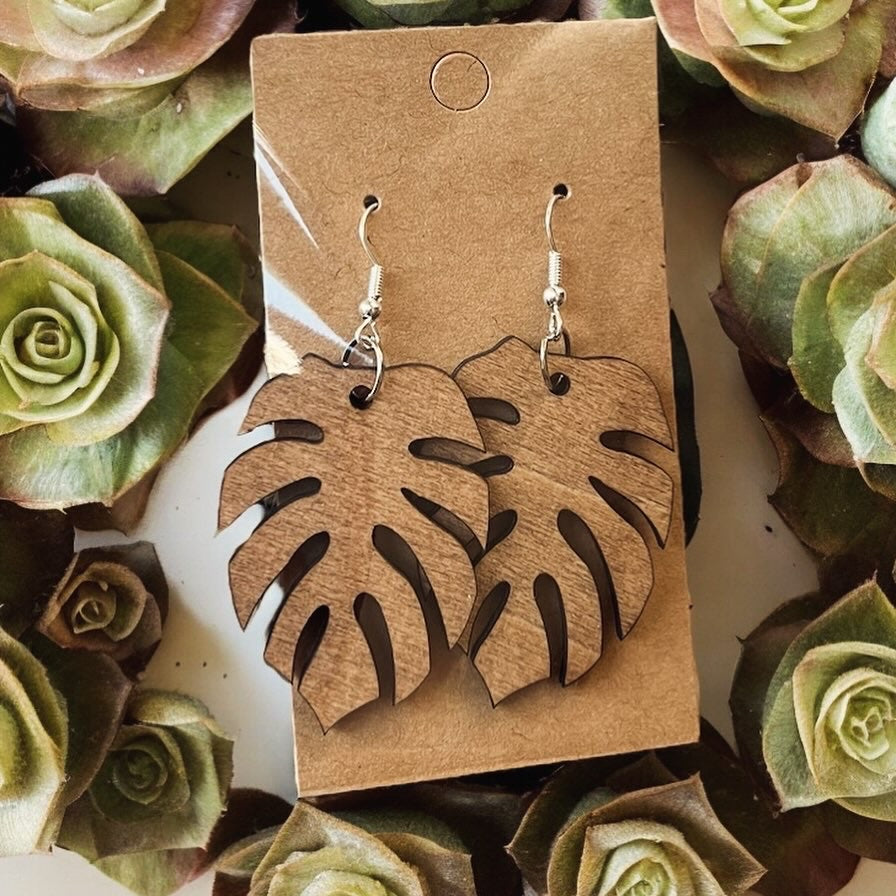 Leaf Earrings - Wooden