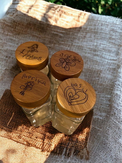 Personalized Acacia Wood Spice Jars