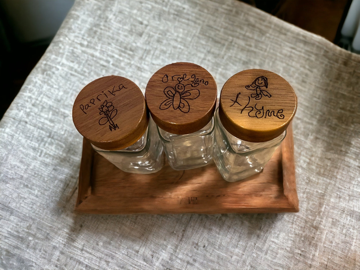 Personalized Acacia Wood Spice Jars